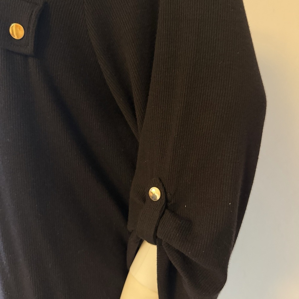 Carmen Marc Valvo Women's Knit‎ Button Blouse Black Collared Plus Size 2X - Picture 6 of 15